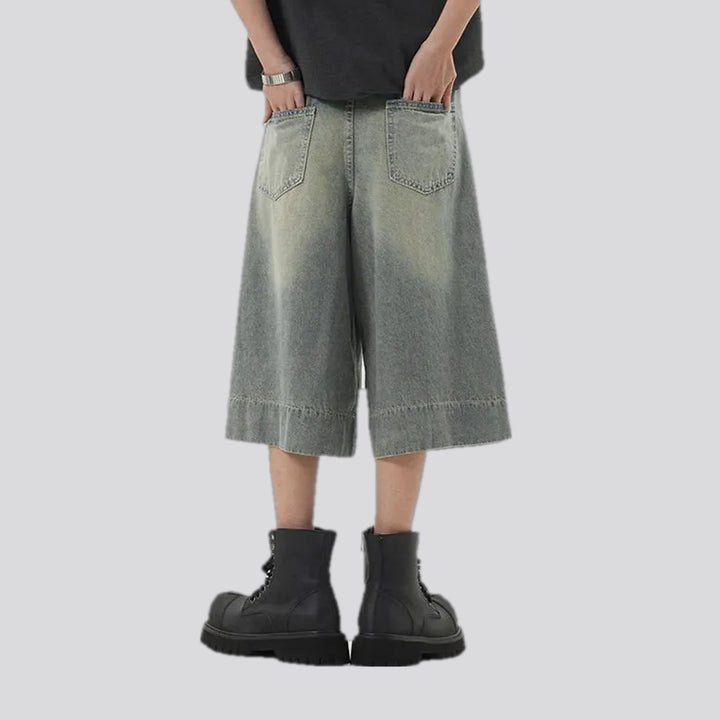 Retro baggy jean shorts for men