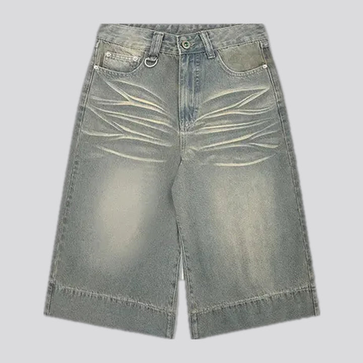 Retro baggy jean shorts for men