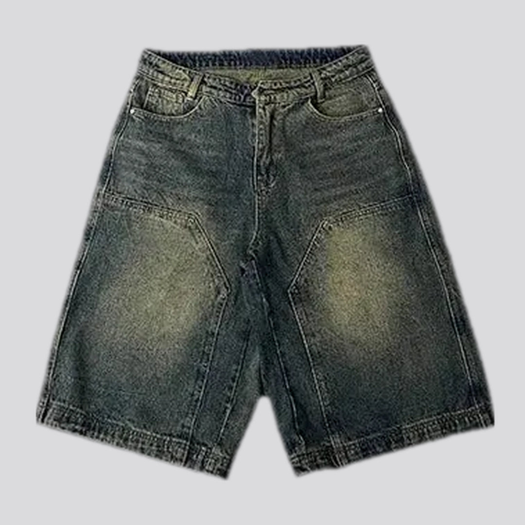 Sanded retro men's jeans shorts