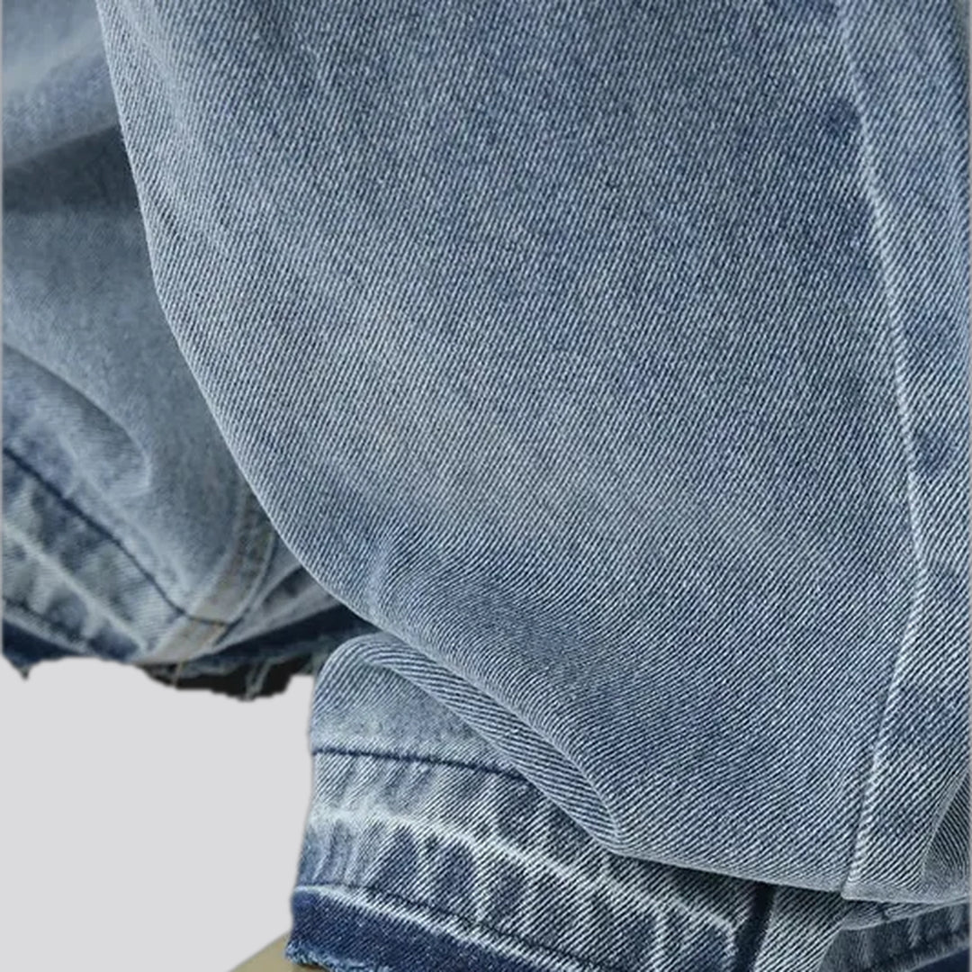 Faded mid waist men's jeans