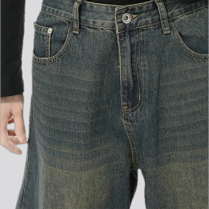 Stonewashed mid rise baggy men's jeans