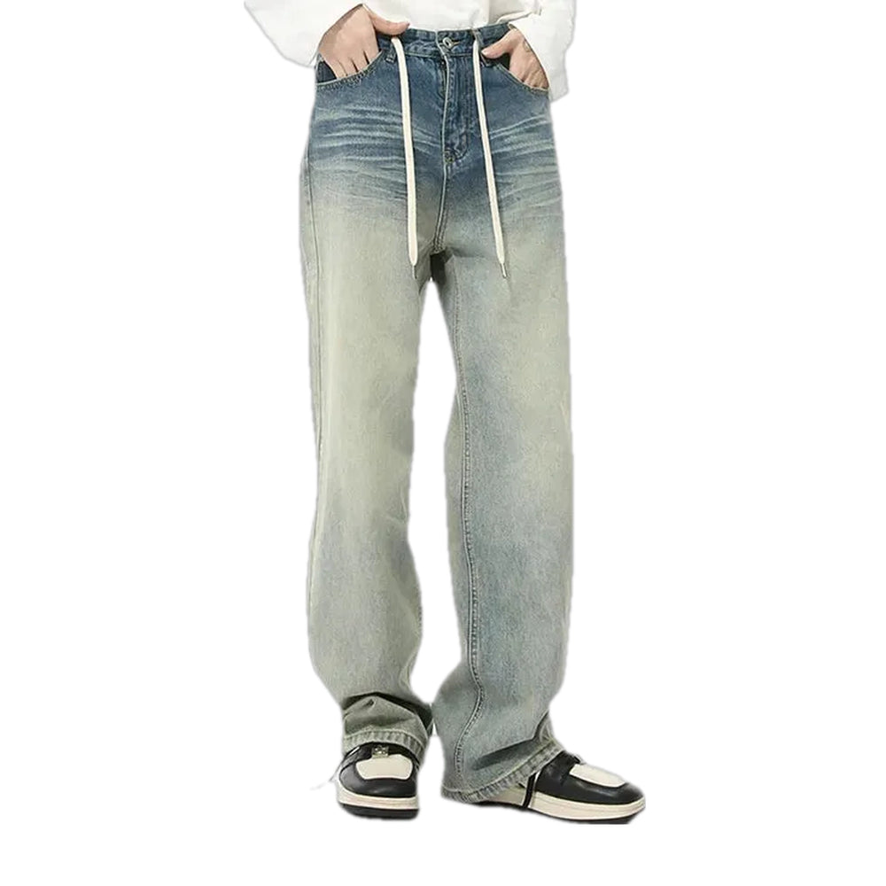 Mid Rise Baggy Retro Men's Jeans - Light Blue