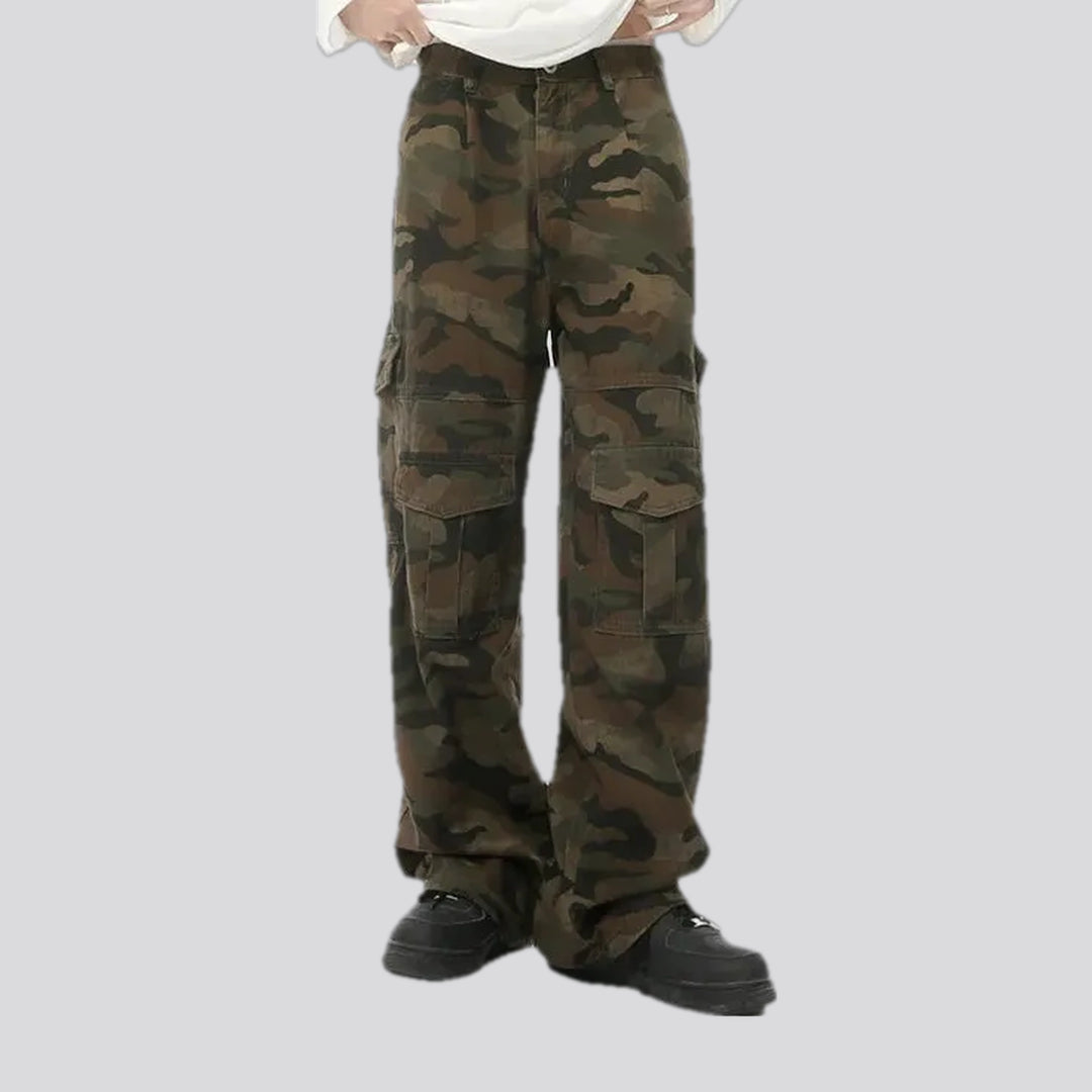 Camo multi pocket street style men's jean pants