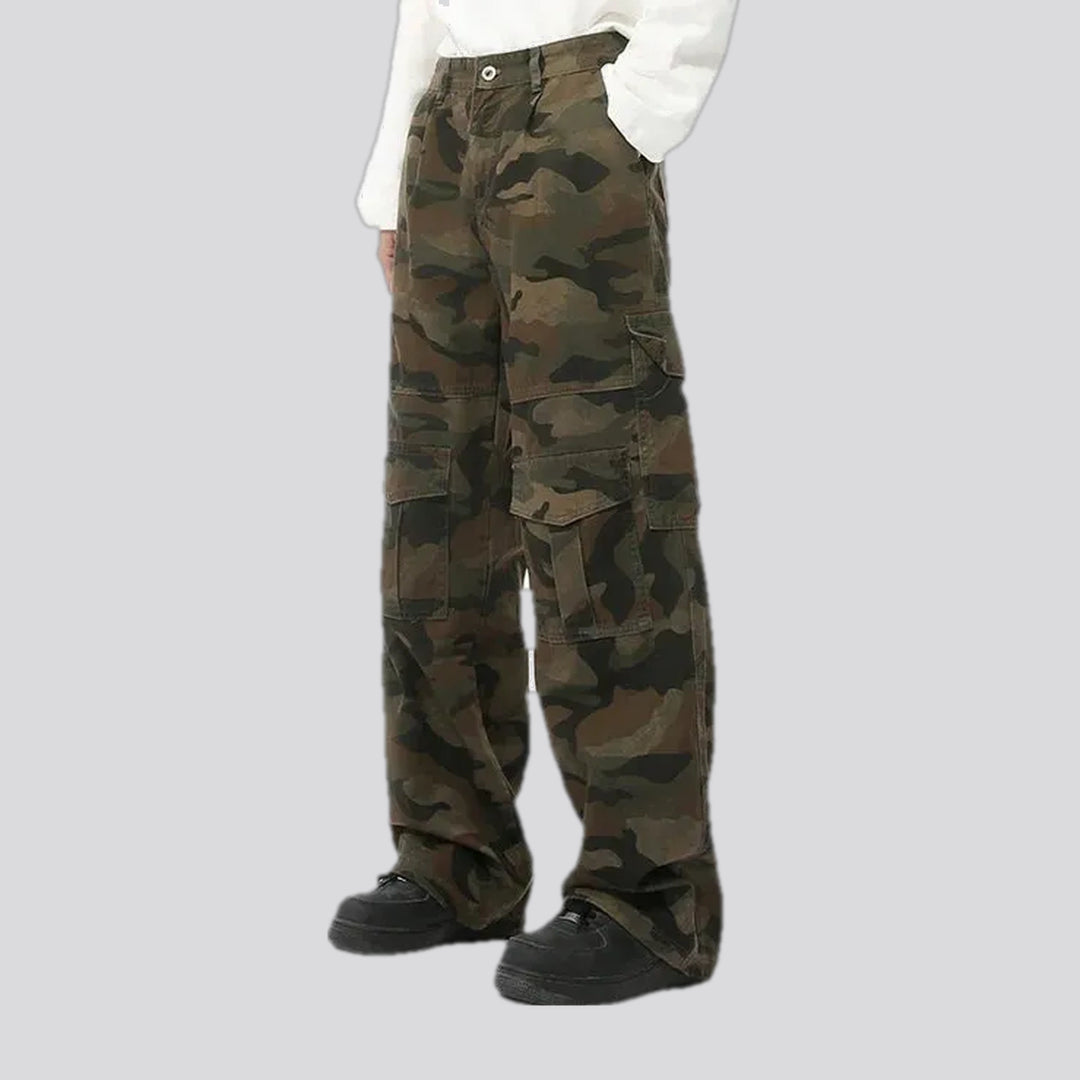 Camo multi pocket street style men's jean pants