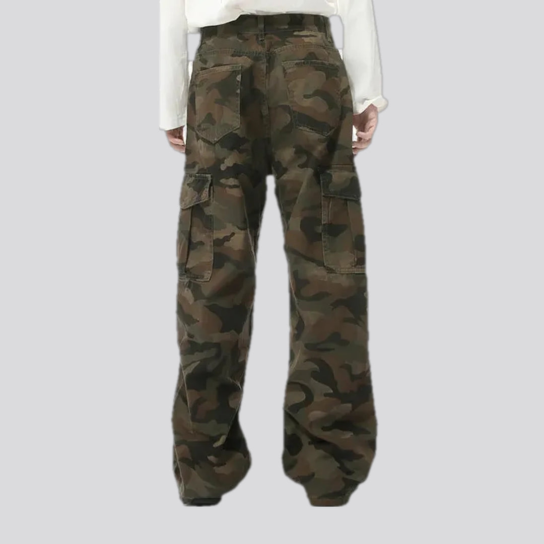 Camo multi pocket street style men's jean pants