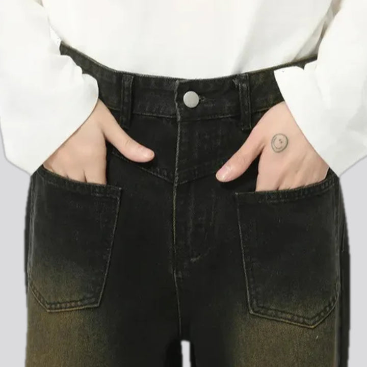 Mid-rise fashion boho men's jeans