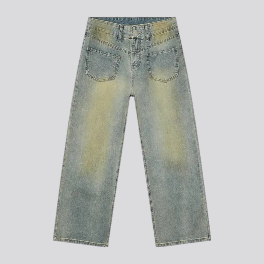 Mid-rise fashion boho men's jeans