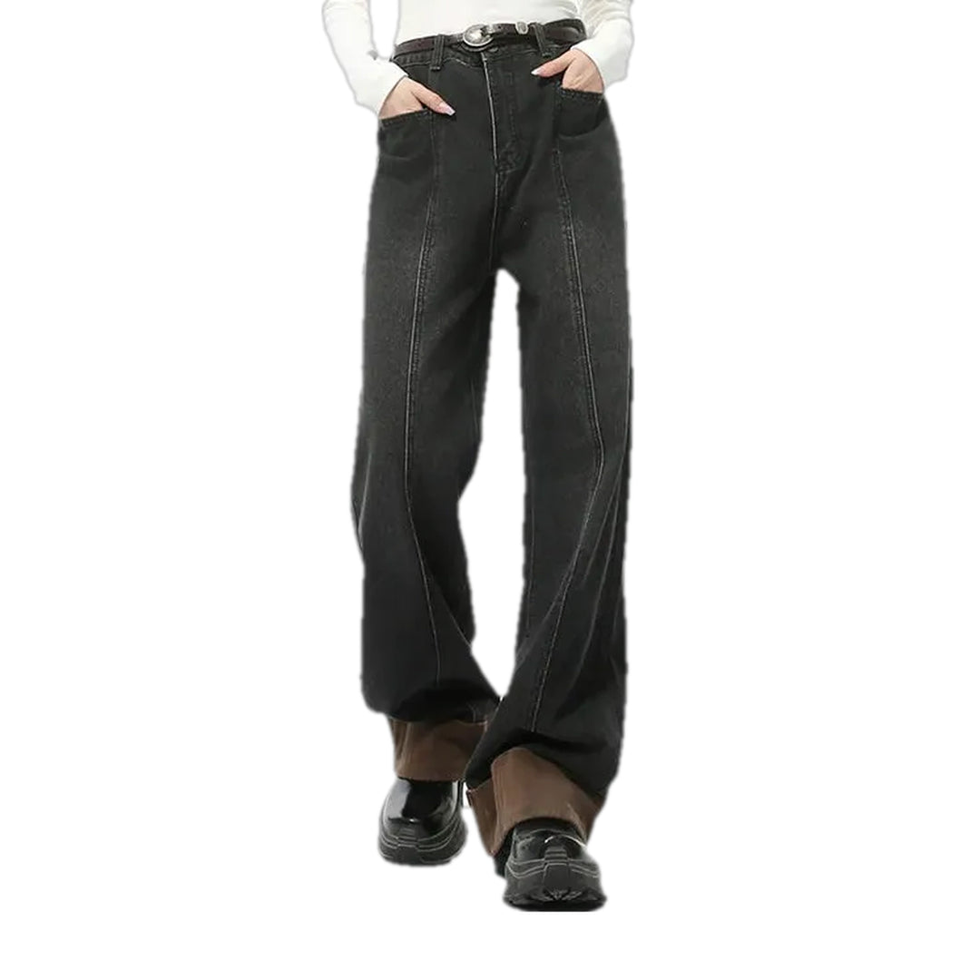 Wide Fit Stonewashed Men's Jeans - Black