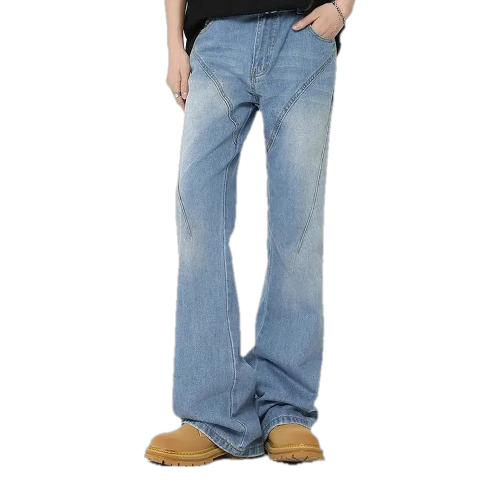 Medium Rise Stylish Men's Jeans - Light Blue