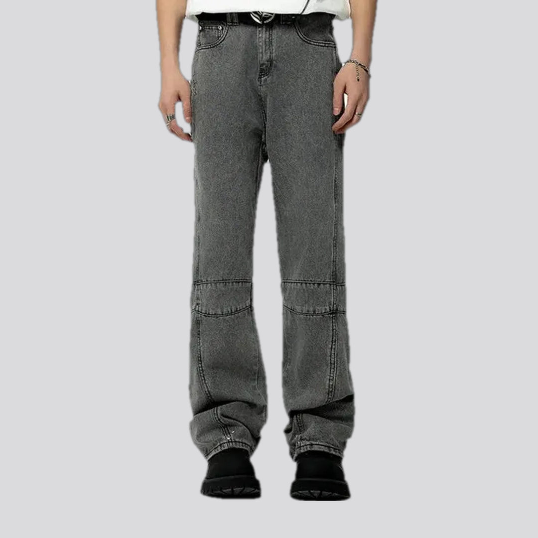 Panneled wide fit mid-rise men's jeans