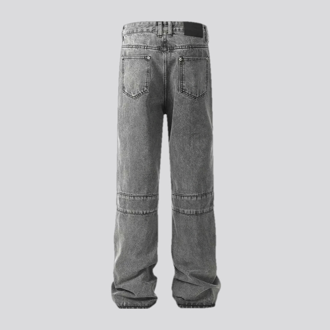 Panneled wide fit mid-rise men's jeans