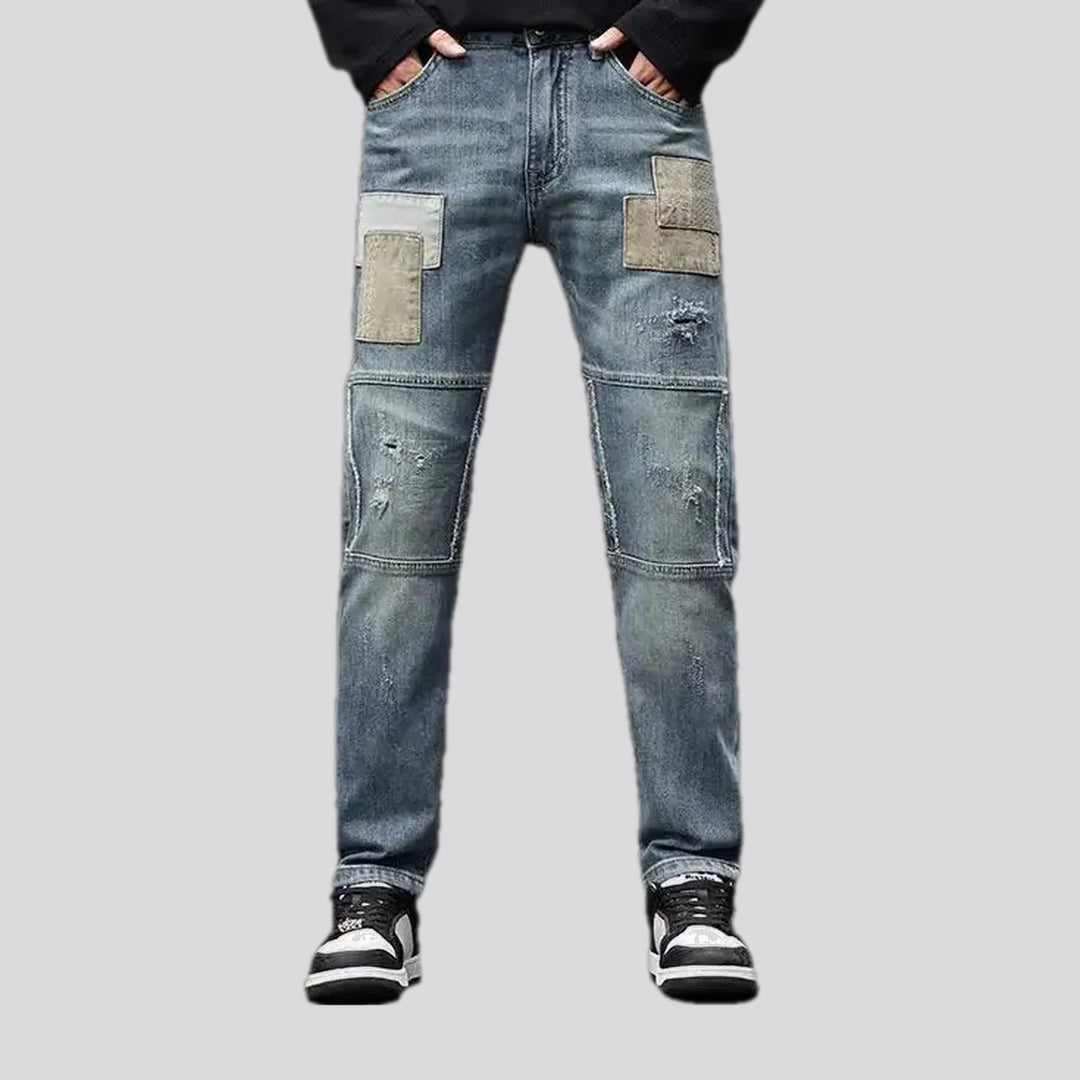 Elastic tapered men's jeans