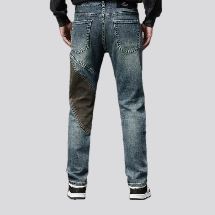 Midweight slim fit panneled men's jeans