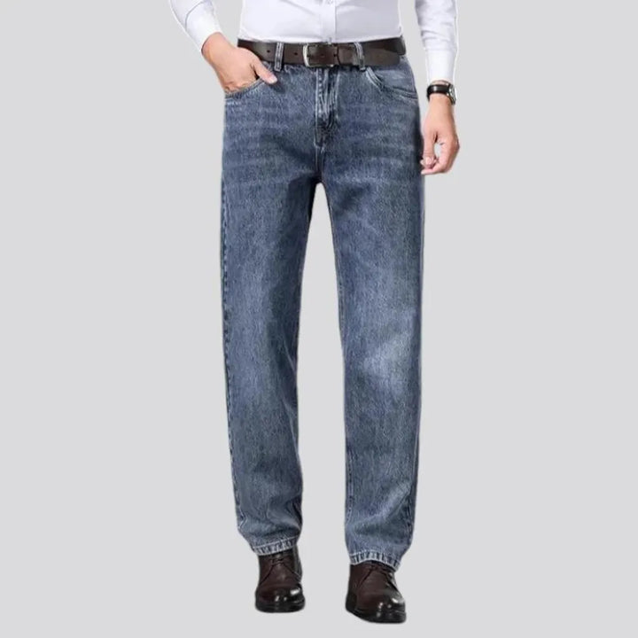 Stonewashed tapered fit men's jeans