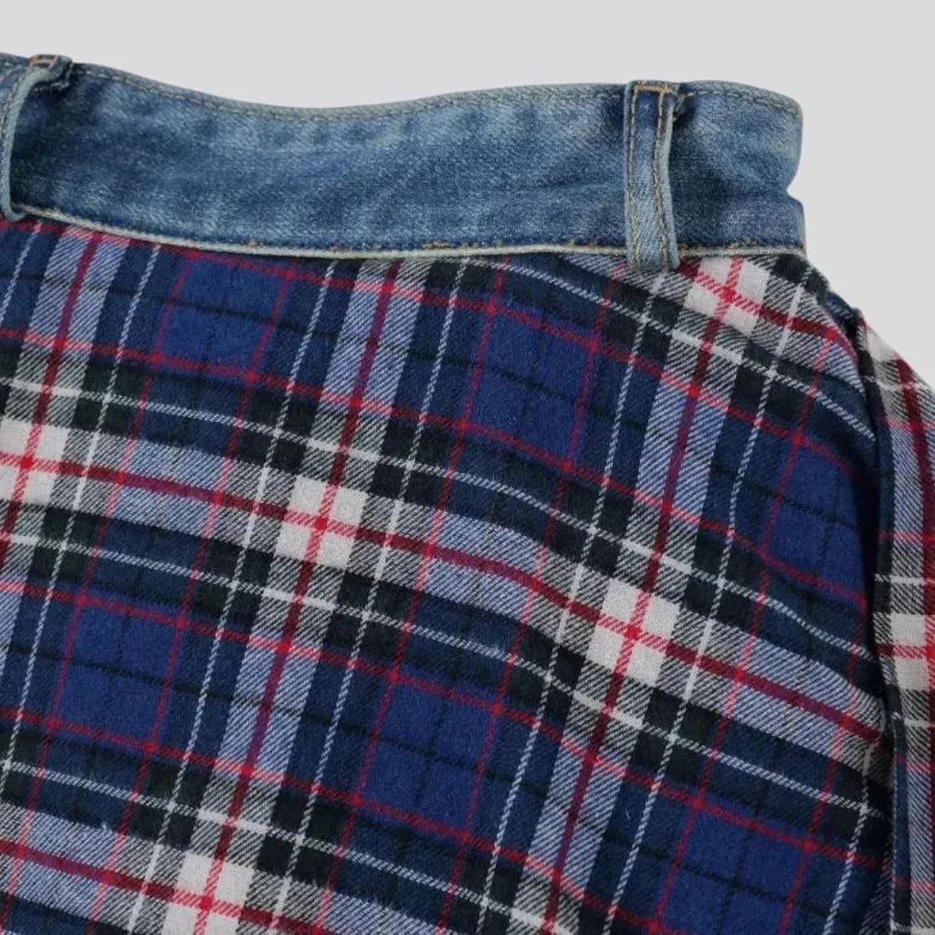 Checkered street fashion jeans for men