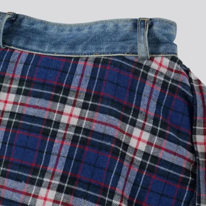 Checkered street fashion jeans for men