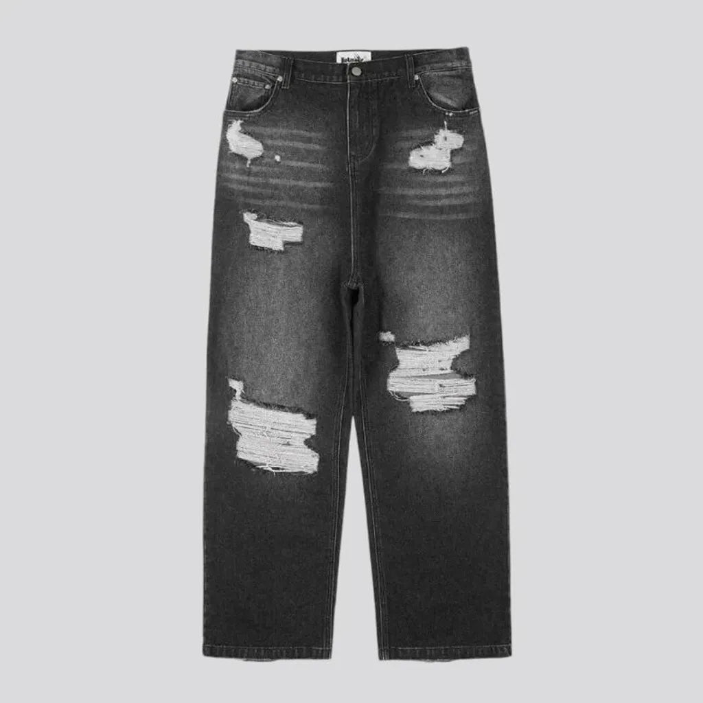 Baggy grunge distressed men's jeans