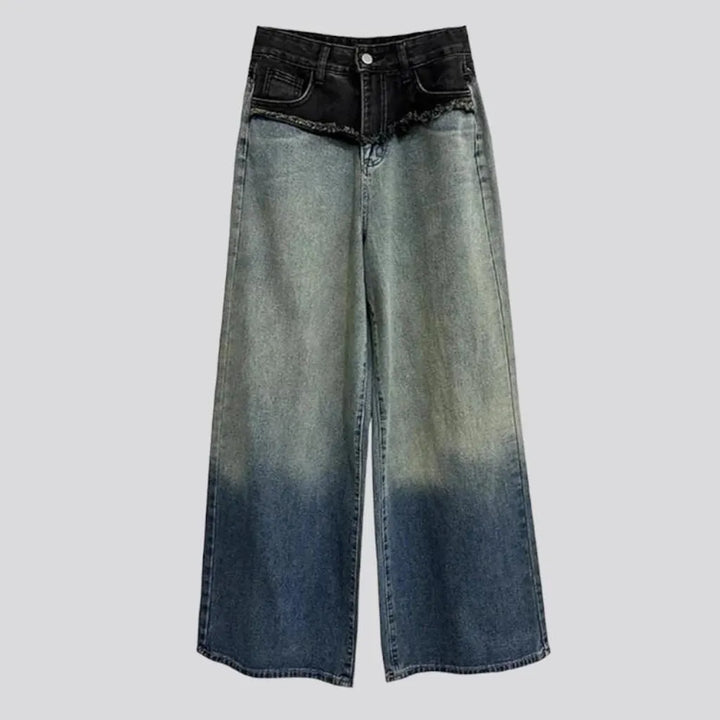 Mid-waist patched jeans
 for women