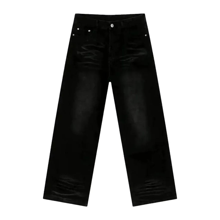 90s Boho Style Baggy Men's Jeans - Black