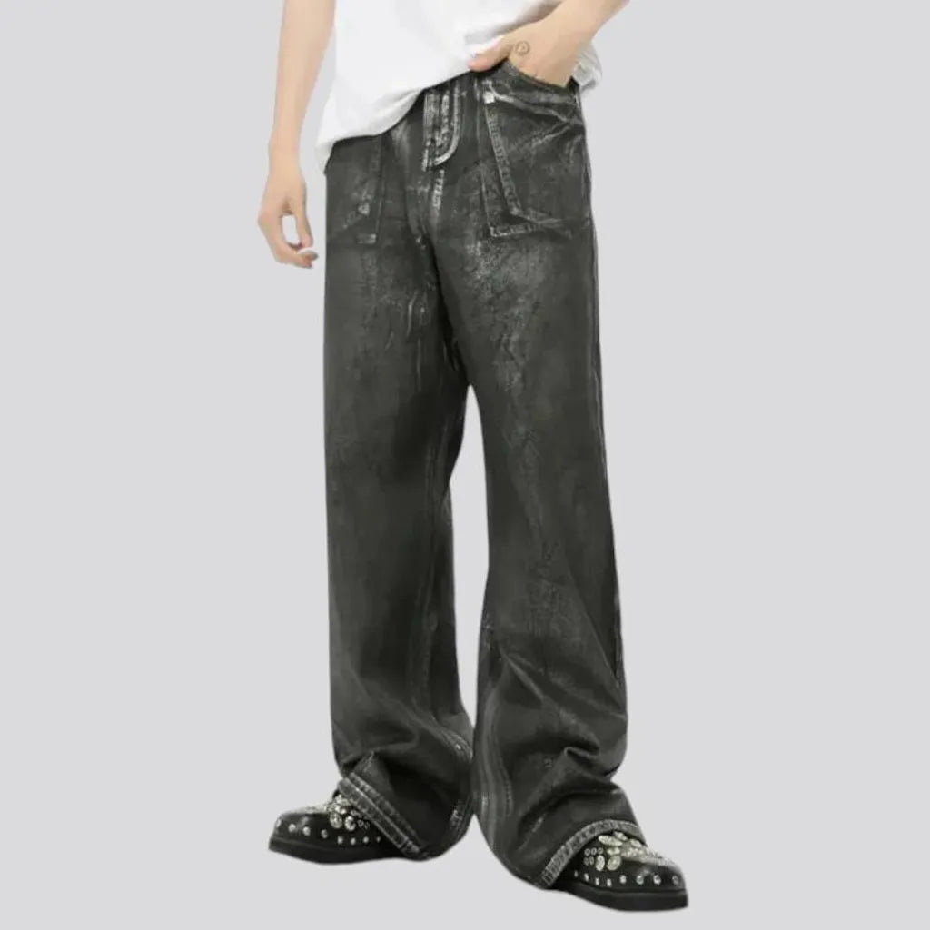 Mid rise painted boho men's jeans