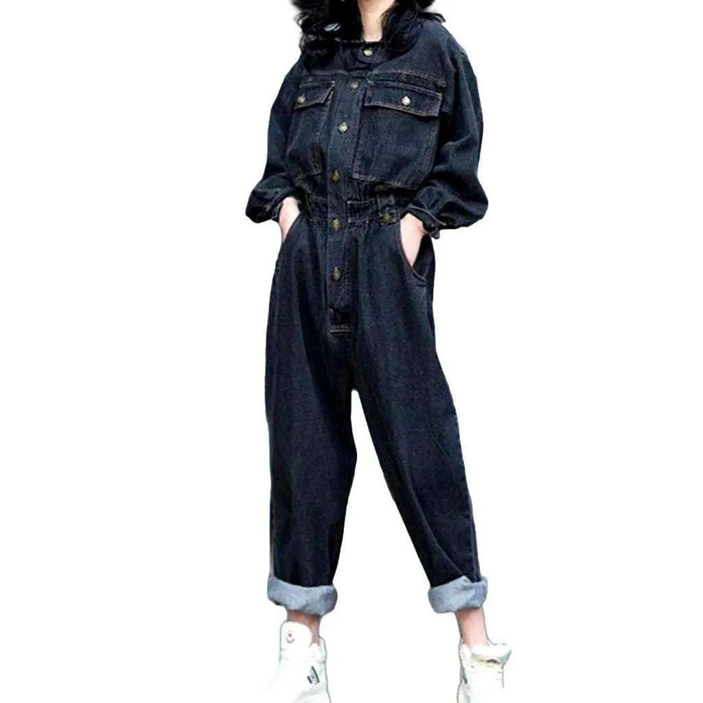 90s Women's Jean Jumpsuit - Black