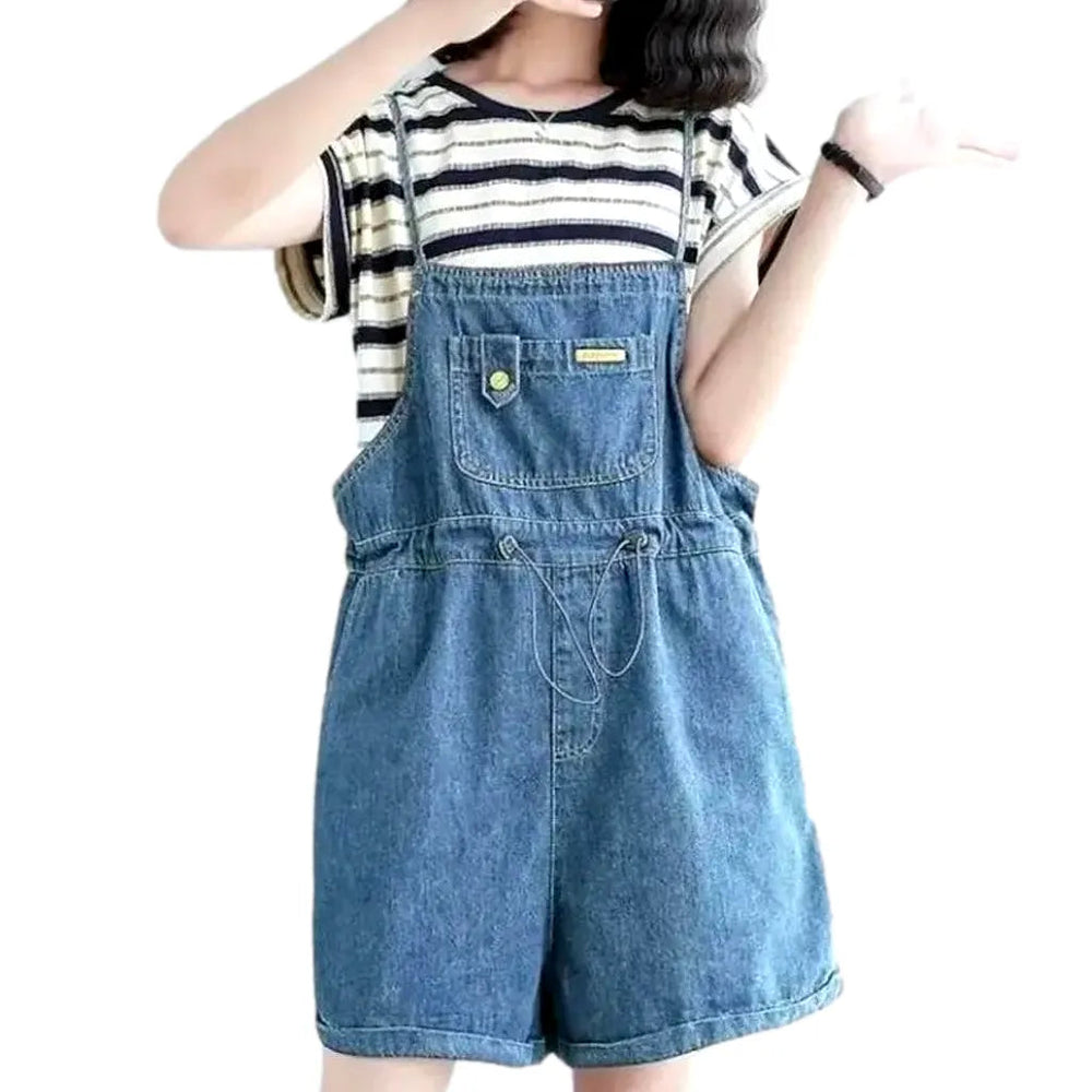 90s Women's Jean Overall Shorts - Light Blue