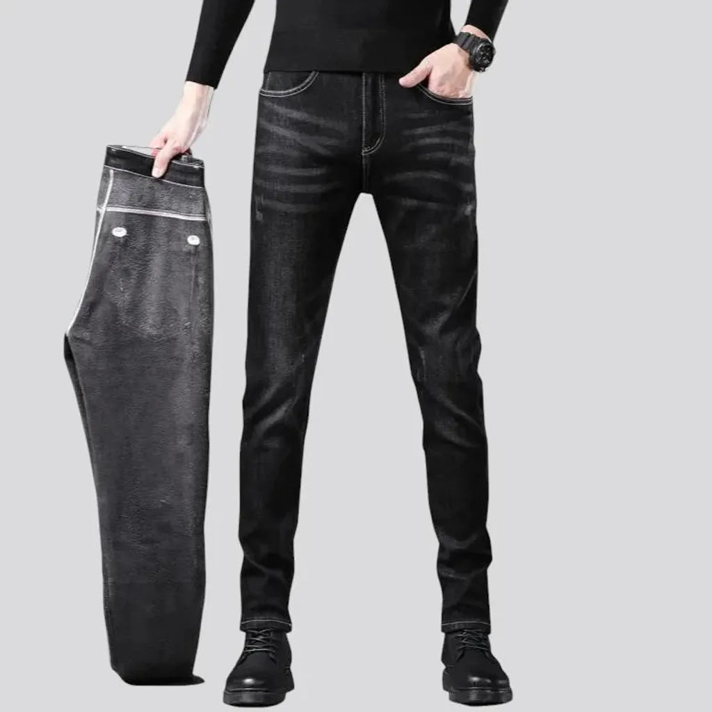 Lined slim-fit men's jeans