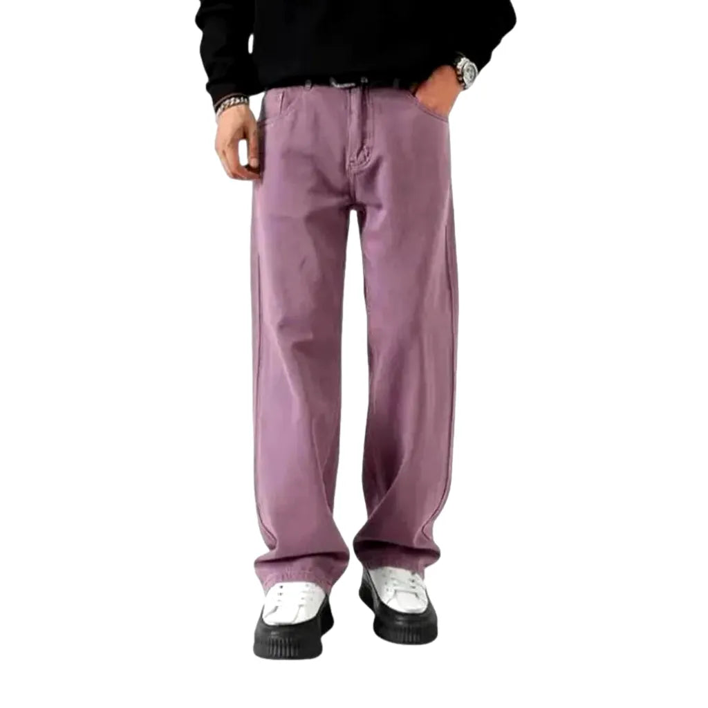 Colored Slouchy Boho Style Men's Denim Pants - Violet