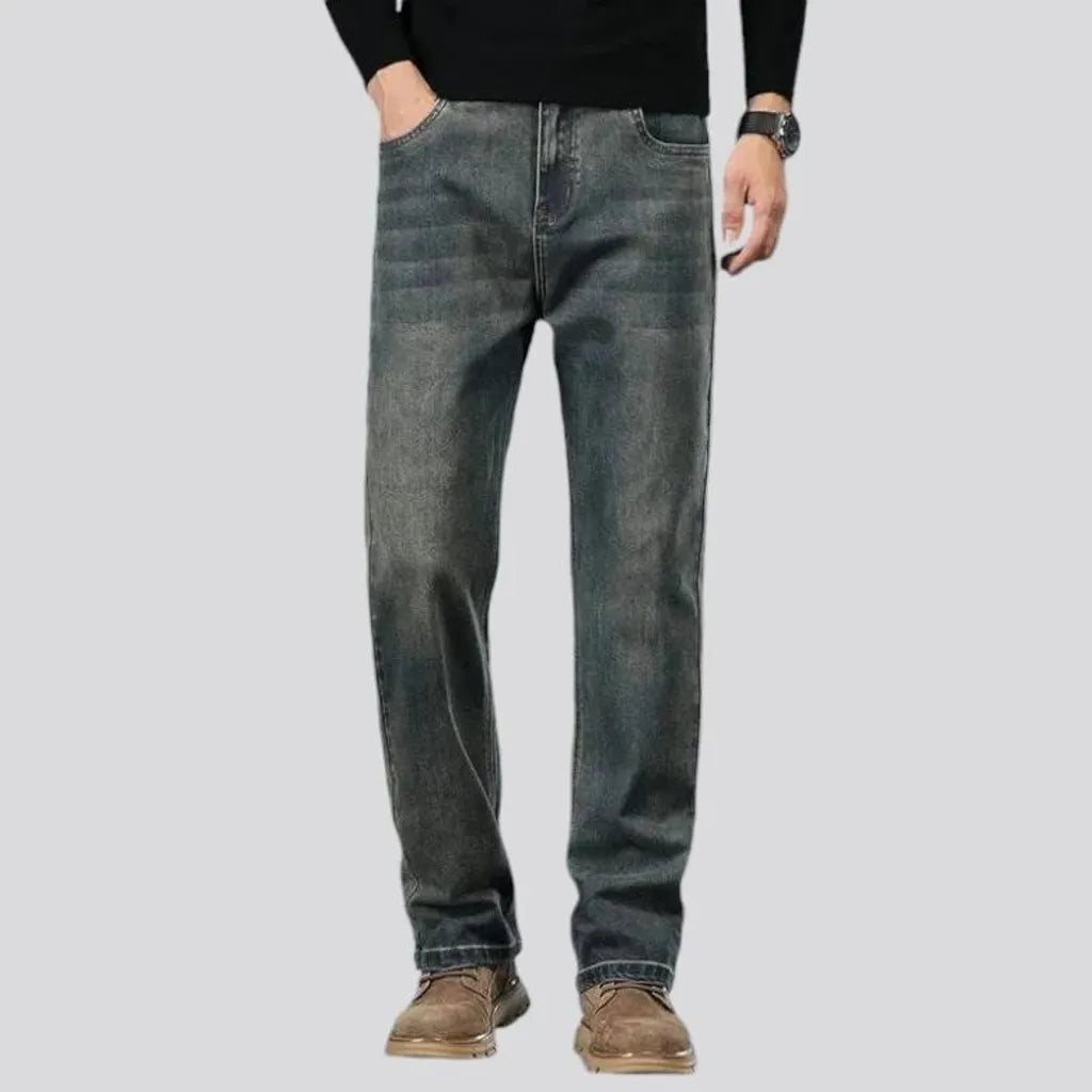 Tapered fit high rise men's jeans