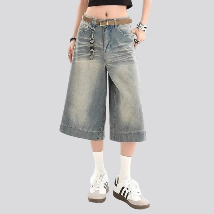 Sanded medium-wash denim shorts | Jeans4you.shop