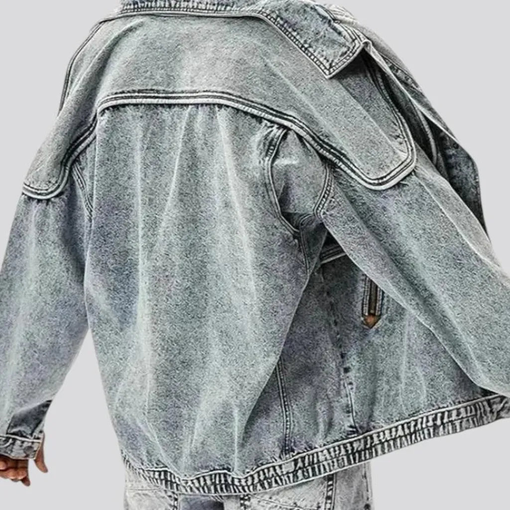 Grunge street style men's denim jacket