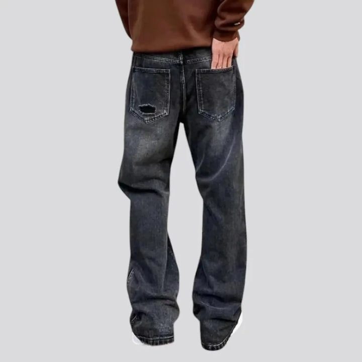 Mid rise distressed baggy men's jeans