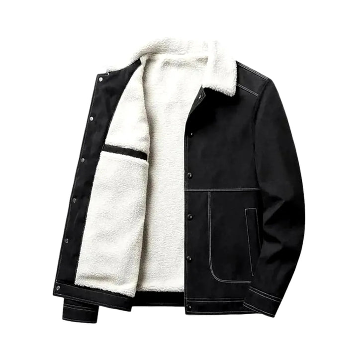 Monochrome Regular Fit Jeans Coat for Men - Black