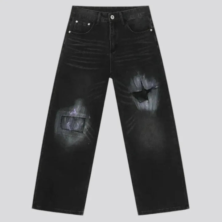 Boho distressed baggy jeans for men