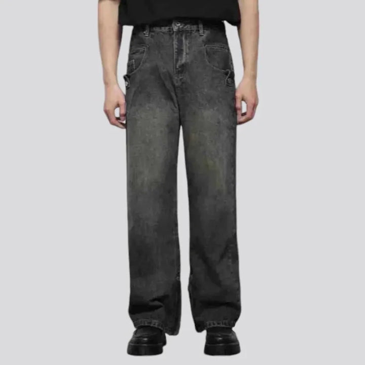 Boho sanded mid-rise jeans for men