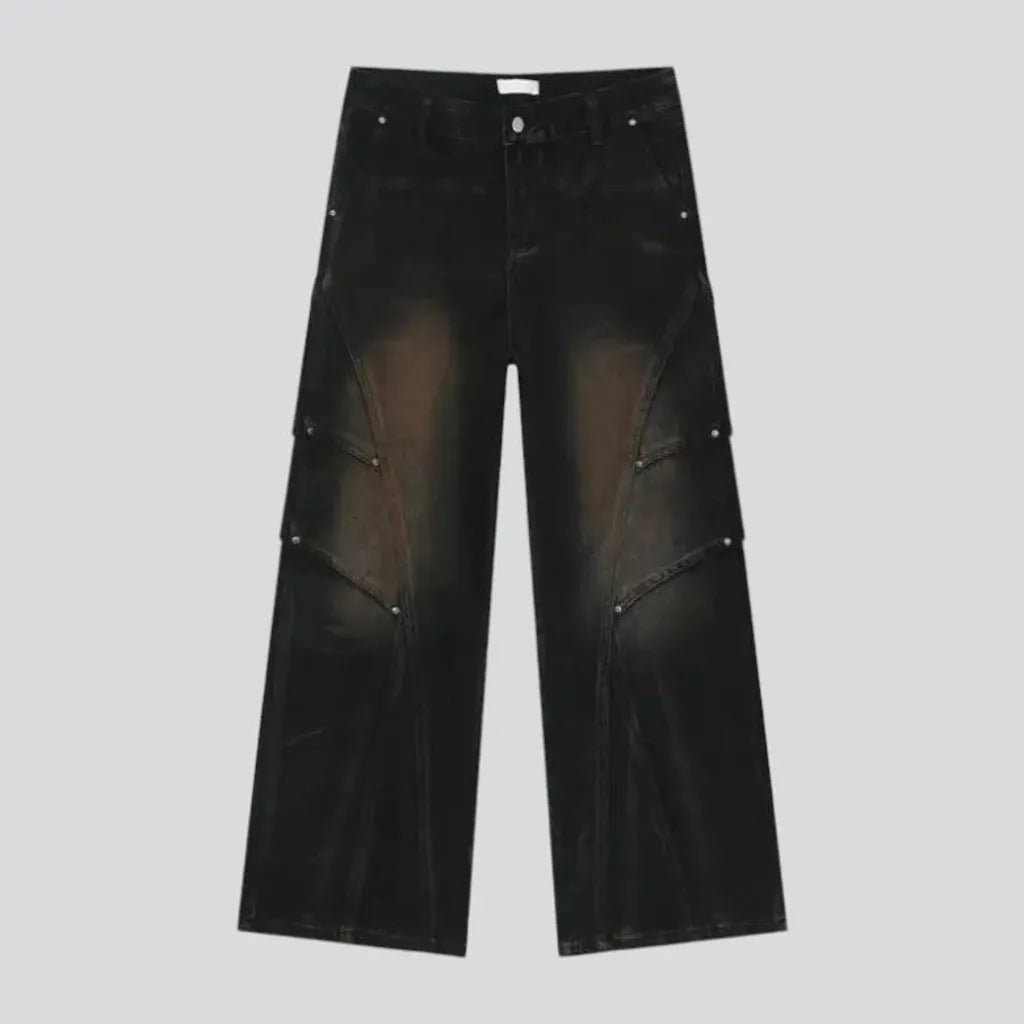 Retro creased boho men's jeans