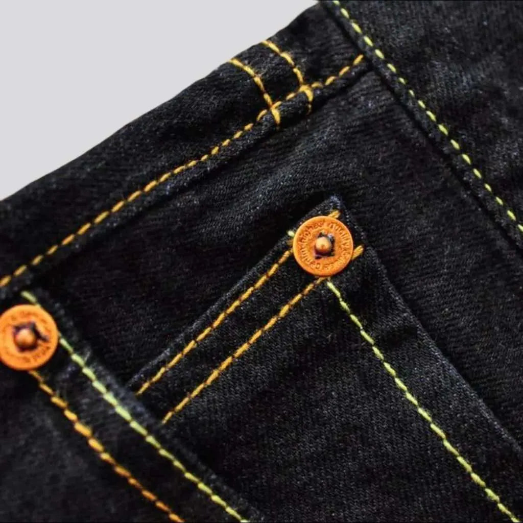 High-waist men's self-edge jeans