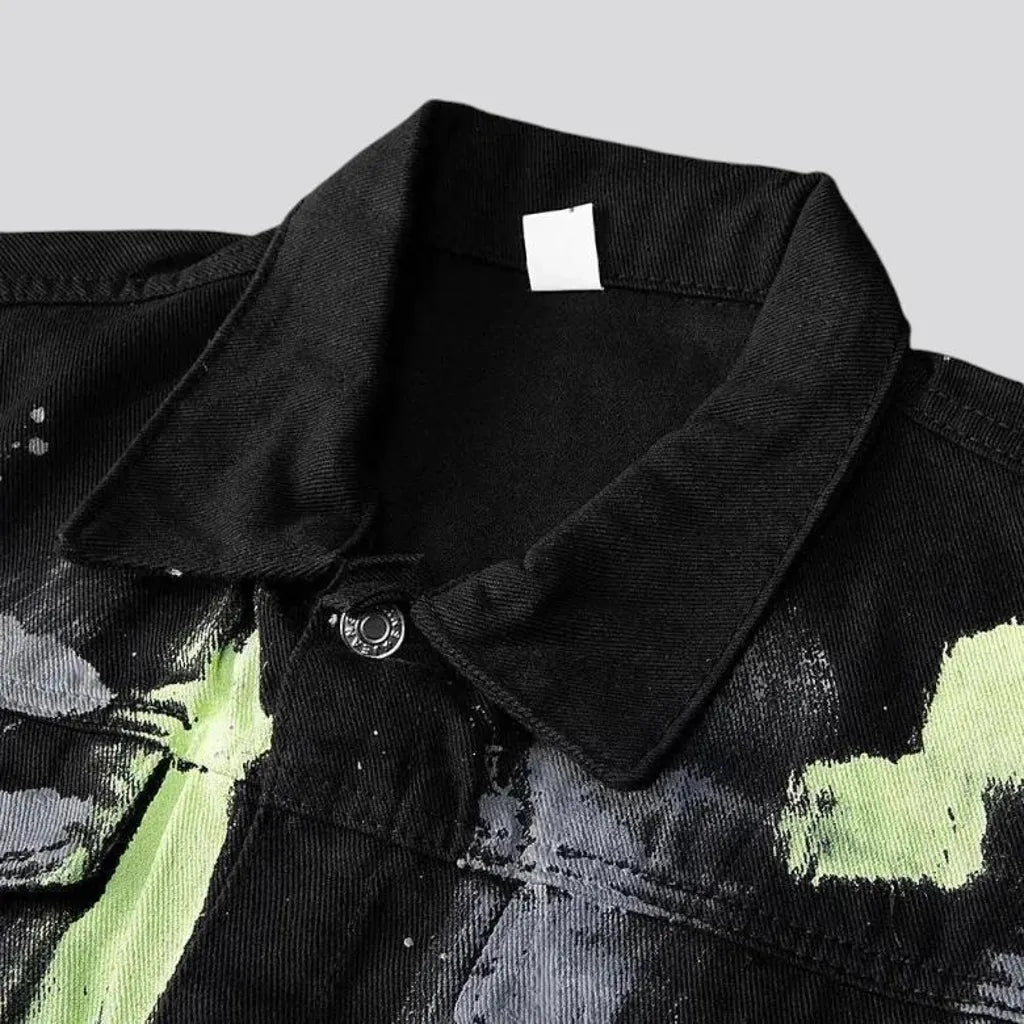 Painted oversized street men's denim jacket