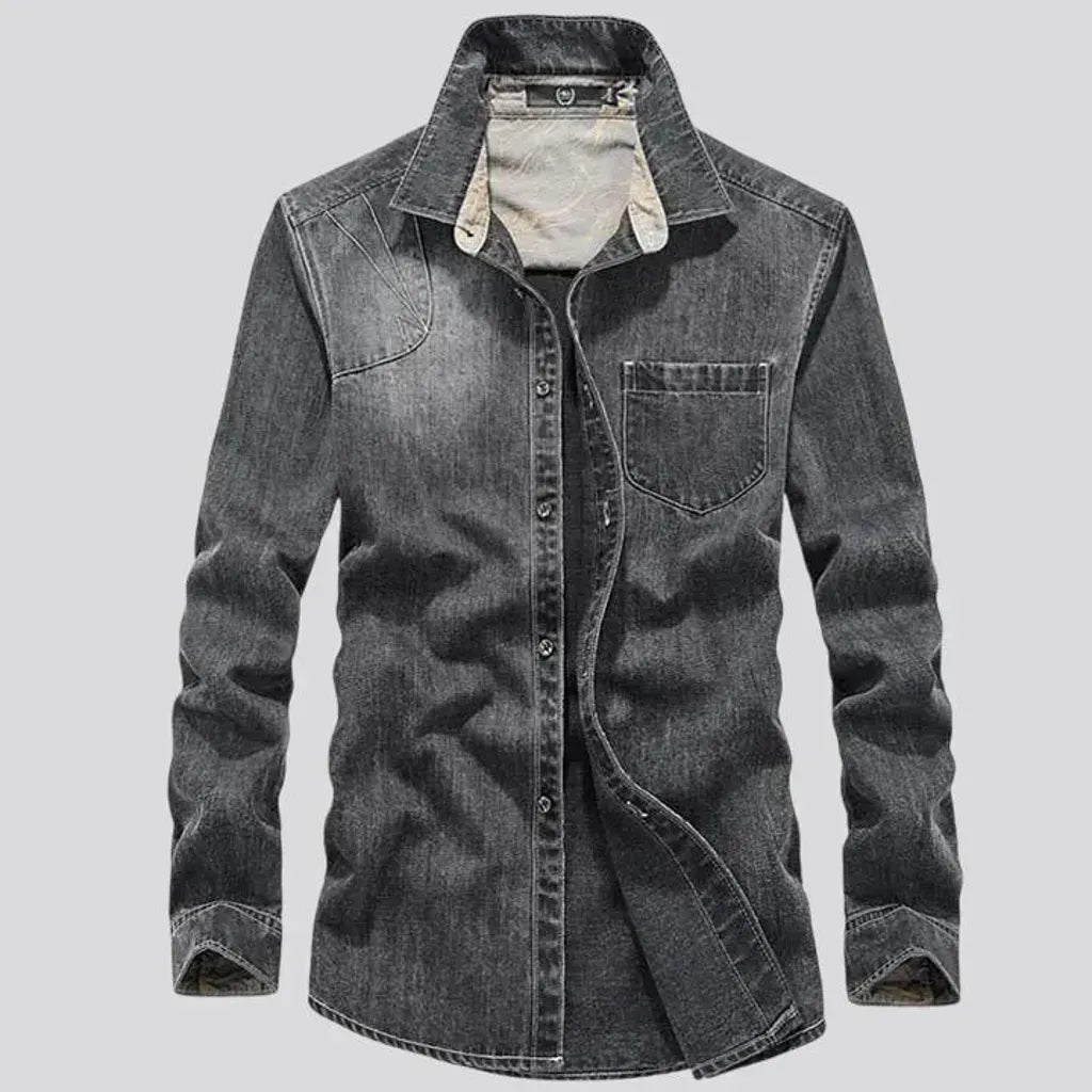 Casual abraded jacket slim-fit men's jeans shirt