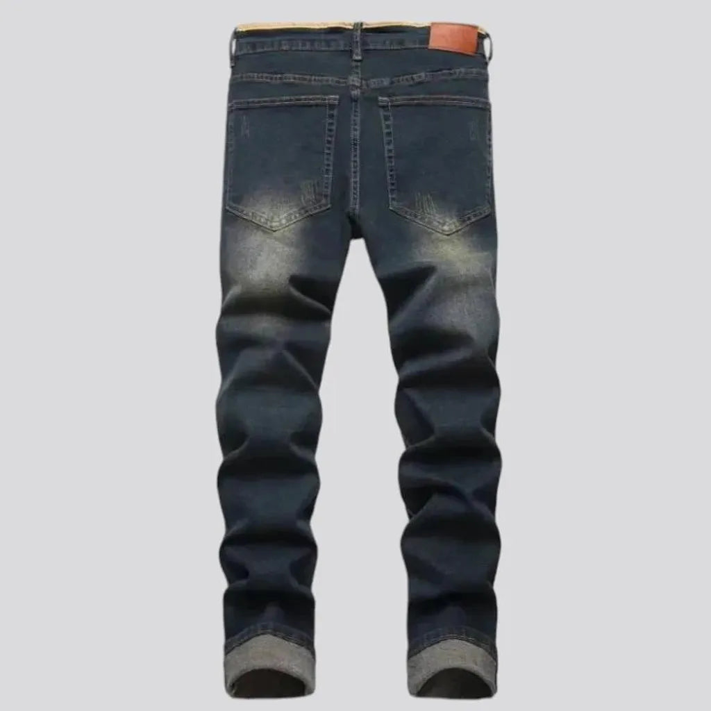 Trendy dark wash skinny men's jeans