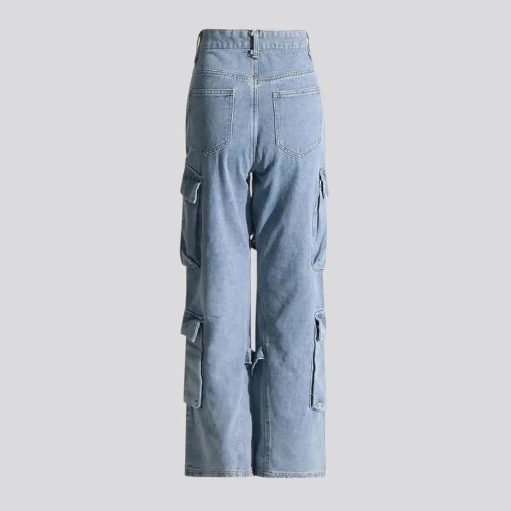 Boho flare leg baggy women's jeans