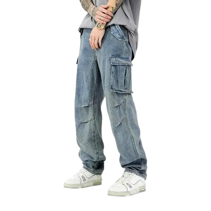 Baggy Fit Multi Pocket Men's Jeans - Light Blue