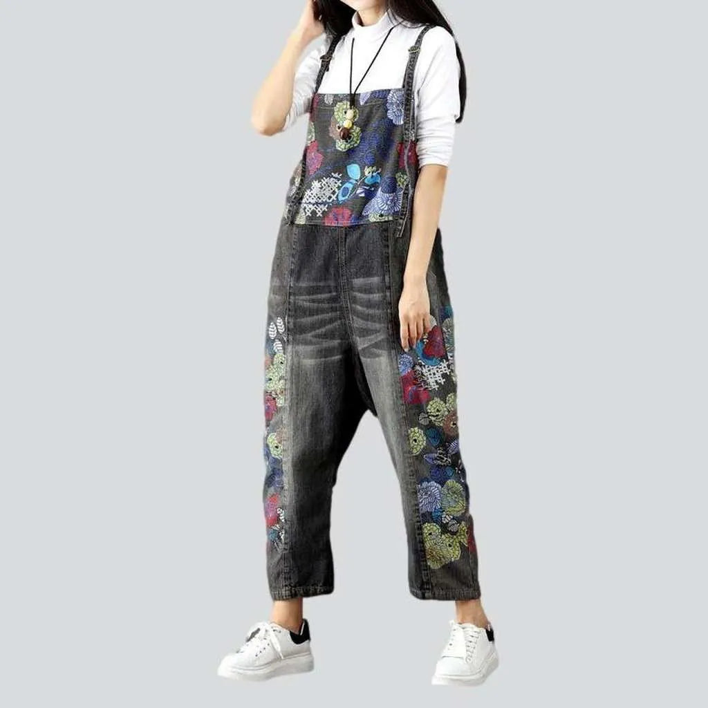 Painted jeans dungaree for ladies