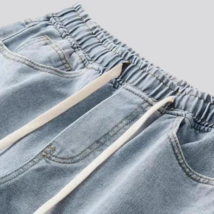 Fashionable mid rise men's denim joggers