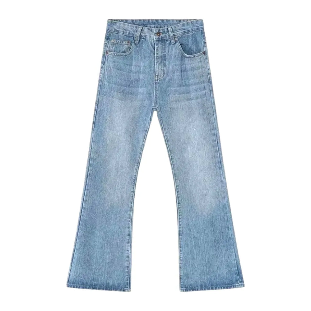 Sanded Whiskered Street Style Jeans for Men - Light Blue