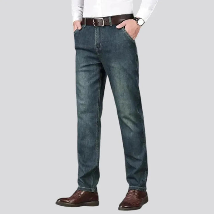 Sanded tapered casual jeans for men