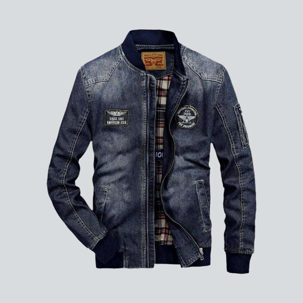 Bomber sanded denim jacket
 for men | Jeans4you.shop