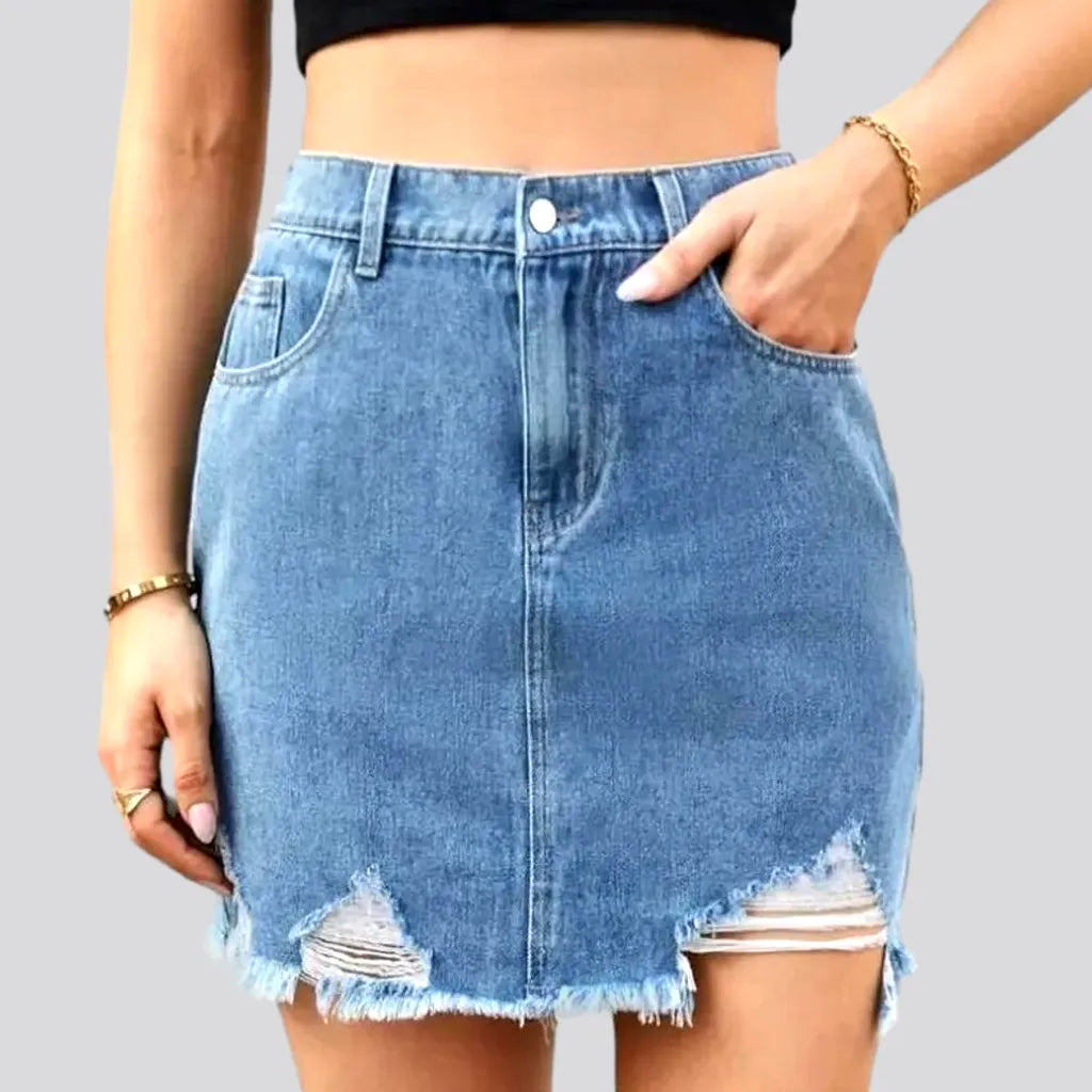 Frayed-hem grunge jeans skirt | Jeans4you.shop