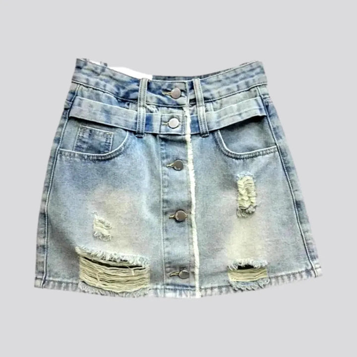 Grunge stonewashed jeans skirt
 for women | Jeans4you.shop