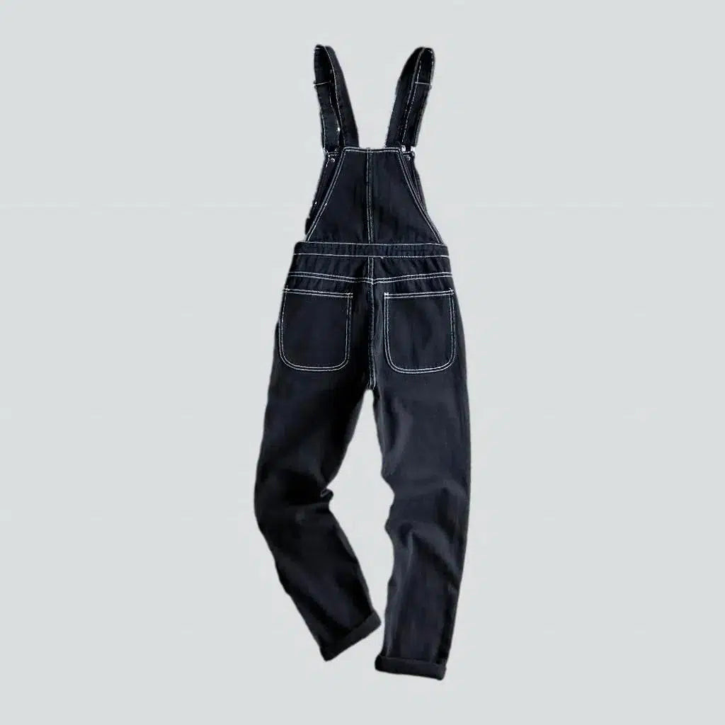 Inscribed men's jeans jumpsuit